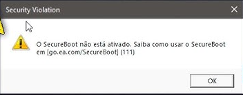 Erro Secure Boot