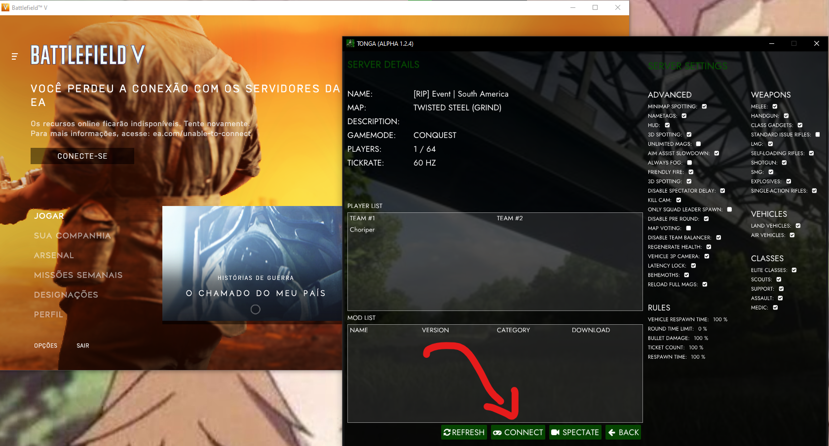 Como entrar no servidor